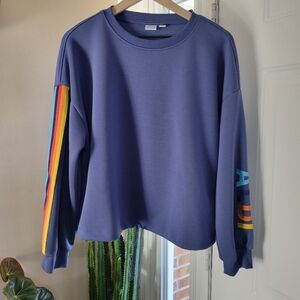 Aldi Gear Pullover Blue Longsleeve Crew‎ Neck Embroidered Sleeve, Size L